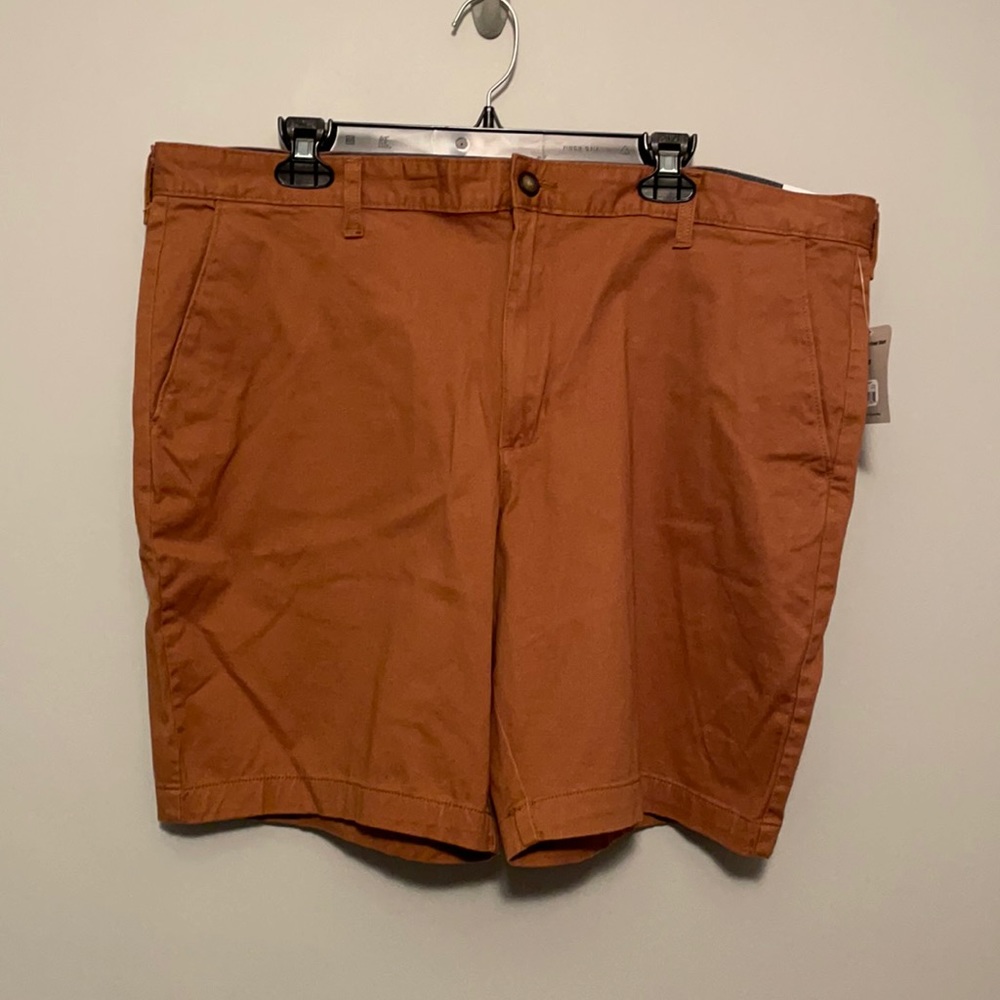 NWT Above the knee flat front dark tan shorts